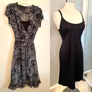 Zebra Animal Print Sheer A-Line Dress With slip dress MSK Sz 8